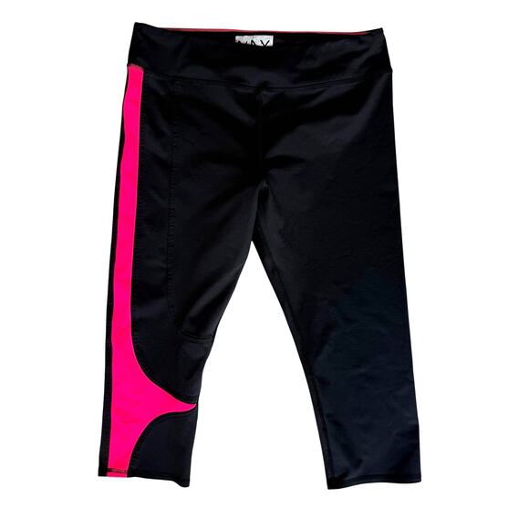 Marc NY Cropped Workout Pants Womens Large Black Red Crossfit Gym Activewear - Picture 1 of 8